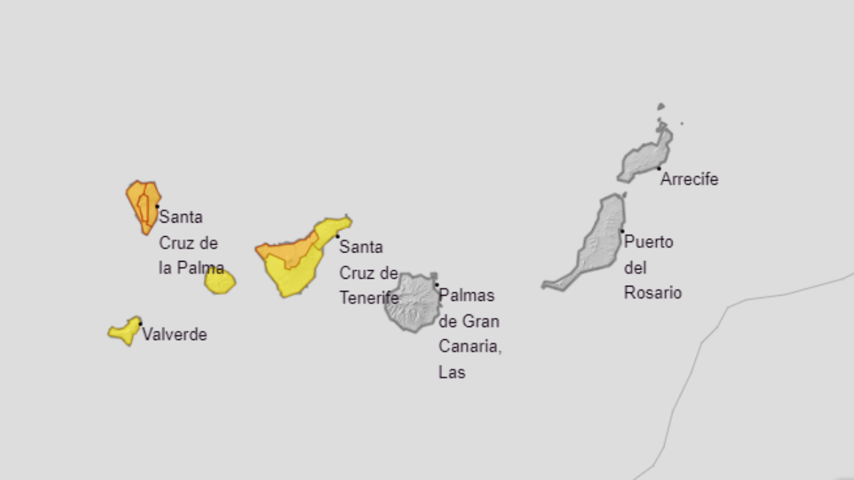 Avisos amarillo y naranja en Canarias según la AEMET