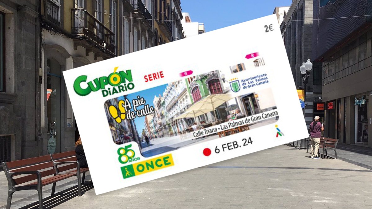 La calle Triana de Las Palmas de Gran Canaria en un Cupón Diario de la ONCE