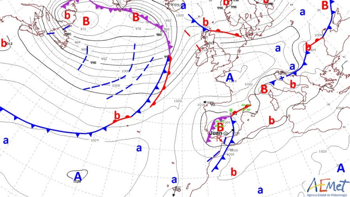 Mapa de borrascas en Canarias (Foto: AEMET)